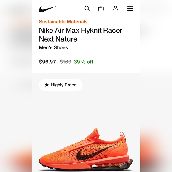 Nike Air Max Flyknit Racer - Total Orange. Size - 10.5 - Picture 11 of 11
